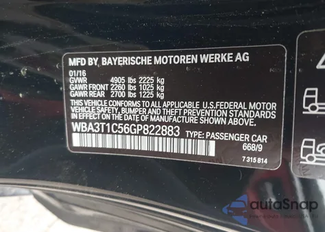 2016 BMW 428I xDrive из США, поврежденный, VIN WBA3T1C56GP822883